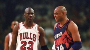 Chicago Bulls Michael Jordan and Phoenix Suns Charles Barkley during the 1993 NBA Finals in Chicago. Photo by Rob Schumacher/The Arizona Republic